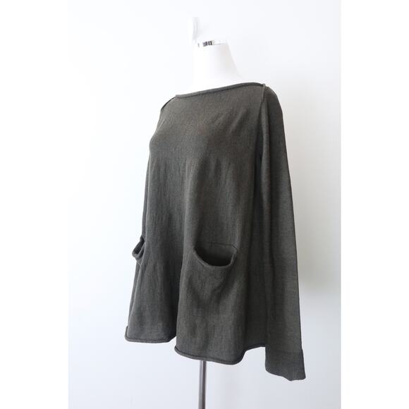 Hannes Roether Size M Merino Wool A-Line Sweater Tunic Pockets Green - Picture 5 of 14